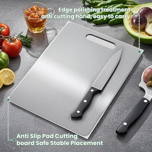 3 Pack, 100% Pure Titanium Cutting Board - Non-Slip Kitchen Chopping Board, Dishwasher Safe, Scratch Resistant, Easy to Clean, Durable & Hygienic for Meat, Vegetables, and Fruits (M+L+XL）