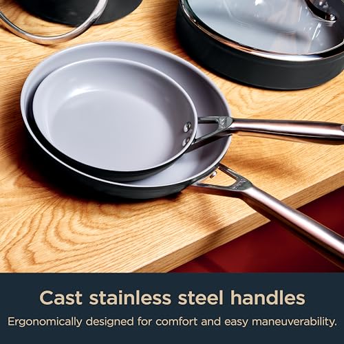 Ninja Ceramic Pro 10.25" Fry Pan, NonStick Pan, Nontoxic, PTFE Free, Ceramic Coated, Stainless Steel Handle, Stove & Oven Safe to 550°F, All Stovetops & Induction Compatible, Midnight Blue, CW30026MM