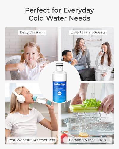 Waterdrop ADQ747935 LT1000PC Replacement for LG® LT1000P®/PC/PCS ThinQ® Refrigerator Water Filter, LFXS26973S, LMXS28626S, LMWS27626S, LFXS28596S, ADQ74793501 and LT120F® Air Filter, 3 Combo