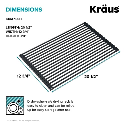 Kraus 20.5 in. Over Sink Roll Up Dish Drying Rack in Jet Black