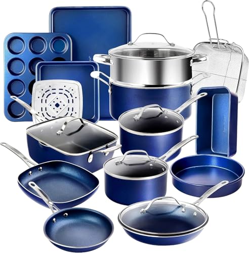 Granitestone Ceraluxe 20 Pc Ceramic Cookware Set Nonstick, Complete Pots and Pans Set Non Stick with 5 Pc Bakeware