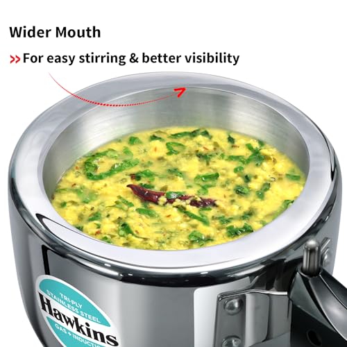 HAWKINS Triply Stainless Steel Pressure Cooker, Inner Lid Induction Cooker, (HSST15) 1.5 litres Silver
