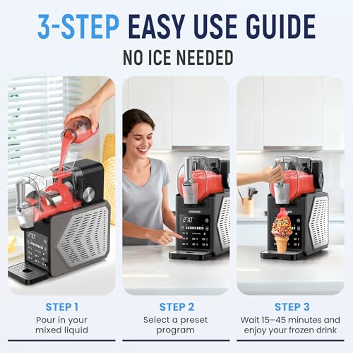 Slushie Machine & Ice Cream Maker, 85oz Larger Slushie Machine for Home, LED Display | 6 Preset Programs | Auto-Clean, Perfect for Margaritas, Frappes, Milkshakes & Smoothies, No Ice Needed