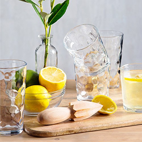 Home Essentials & Beyond Glassware Set 18 Piece Mixed Drinkware Set. 6 Highball Tumblers-17 oz., 6 Rock Whiskey-13 oz., and 6 Juice-7 oz. All Size Glass Cups Drinking Glasses. (Design on Inner Glass)