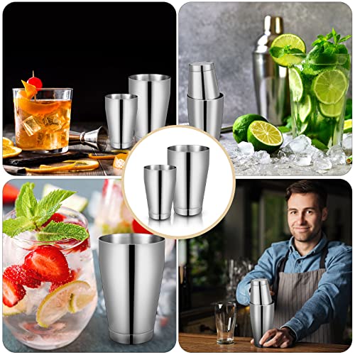 Lallisa 10 Pieces Cocktail Shakers Professional Bar Boston Shaker Set Stainless Steel Martini Shaker Drink Mixer Basic Tools Weighted Shake Metal Can for Bartenders, 18 Oz, 28 oz(Silver)