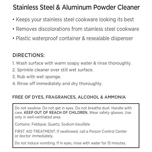 All-Clad Specialty Powder Stainless Steel Cleaner and Polish 12 Ounce Pots and Pans, Cookware White
