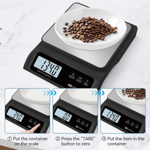 CYBERGIANT 13lb/0.1g Precision Digital Food Scale - Food Scale & Kitchen Scale for Meal Prep and Kitchen Baking - Espresso Coffee Scale, Gram Scale, Stainless Steel Platform & LCD Display - Black