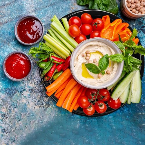 Frcctre 12 Pack 12 Inch Plastic Serving Tray with Lid, Disposable Plastic Food Serving Platters with Clear Dome Lids, Stackable Round Trays for Party, Takeout Food, Catering, Picnic