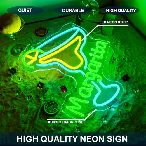 DREAMFORT Margarita Neon Sign Tropical Light LED Wall Decor for Bars, Kitchen & Party Spaces Festive Cocktail Glass Design