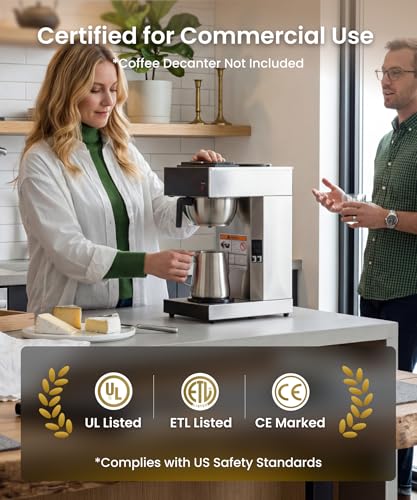 SYBO 12 Cup Coffee Maker Commercial, Pour Over Coffee Maker Brewer, Industrial Stainless Steel Cafetera with 2 Warmers