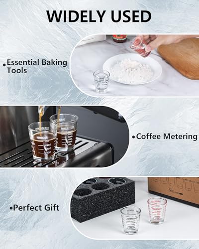 SAIAOKJ Shot Glasses Measuring Cup Set 2PACK Espresso Shot Glasses Liquid Heavy Glass 26-Incremental Measurement 1 OZ, 2 TBS, 6 TSP, 30 ML Kitchen Tools (Red)