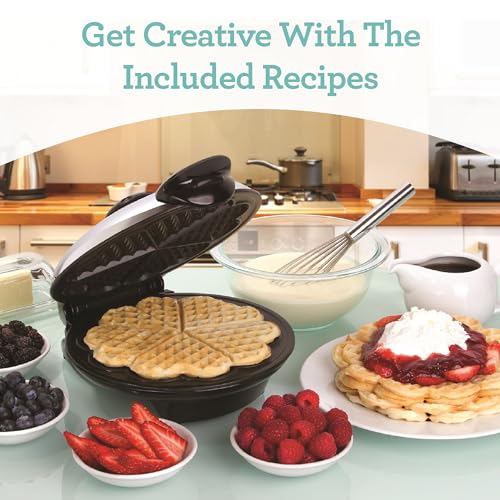 Euro Cuisine WM520 Heart Shaped Iron Waffle Maker - Eco-Friendly PTFE and PFOA Free Non Stick Plates, Perfect for V-Day & Special Occasions, 8-Inch