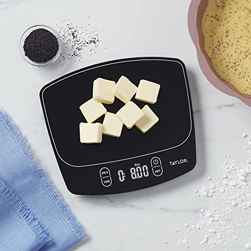 Taylor Waterproof Digital Kitchen Scale, 11 pounds, Black