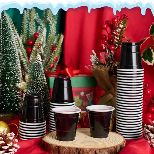 Lilymicky 600 PACK 2 oz Plastic Shot Glasses, Mini Black Disposable Shot Cups for Parties, Carnivals, and Any Events