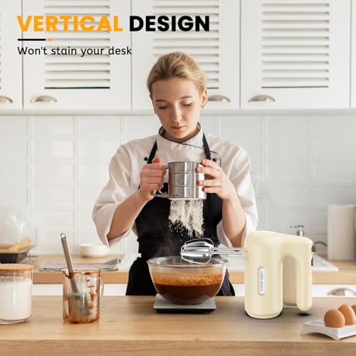 Lord Eagle 5-Speed Small Hand Mixer Electric, 300W Compact Portable, Cream