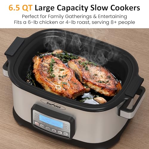 Sunvivi 12-in-1 Programmable Slow Cooker 6.5QT with Timer & Keep Warm