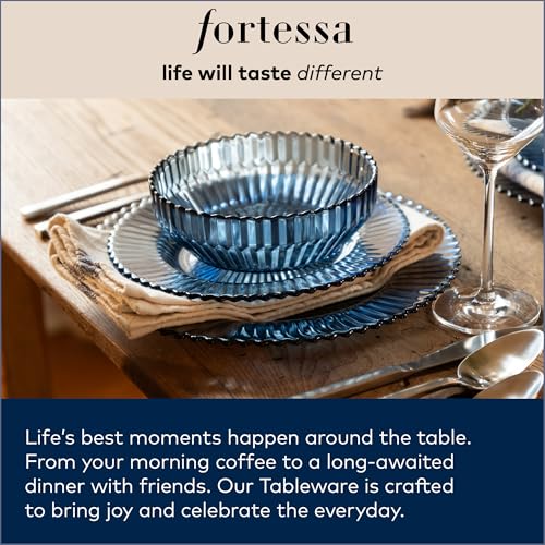 Fortessa Jupiter Beaded Hobnail Glass, 11.5 Ounce Martini (Set of 4), Cornflower Blue