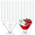 Yinkin 100 Pcs 5 oz Plastic Martini Glasses Disposable Clear Cocktail Dessert Parfait Glasses Unbreakable Mini Martini Cups for Wedding Party Bowl Wine Ice Cream (Stemless)