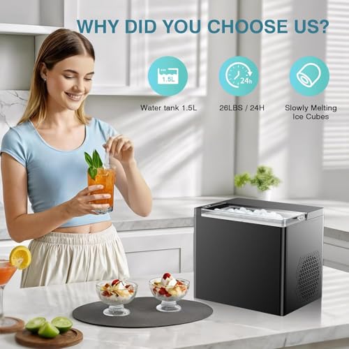 Countertop Ice Makers Machine, Portable Ice Machine Producing 9 Ice Cubes Within 6 Mins, Bullet Ice Available in Two Sizes(S/L), Compact Mini Ice Maker Appliance for Home Kitchen Camping (Comet)