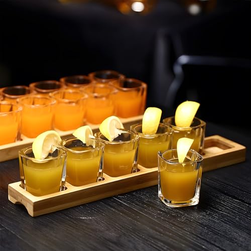 SUN GKOTTA 60-Pack 2.2oz Heavy Base Square Shot Glasses Bulk,Clear Glass Shooters Set for Tequila,Whiskey,Espresso, Party Favors,Wedding And Birthday Gifts