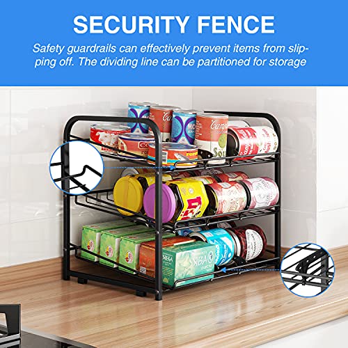 AIYAKA Can Rack Organizer, 3 Tier Stackable Can Storage Dispenser,for Food Storage, Kitchen or Pantry, Storage for 36 Cans, Black