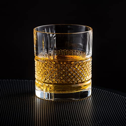 Crystal Whiskey Glasses - Set of 2 Reserve Glass Tumblers (10oz) for Whisky, Scotch & Bourbon - Rocks Glasses for Old Fashioned Cocktails & Drinks - Elegant Gold Foil Gift Box