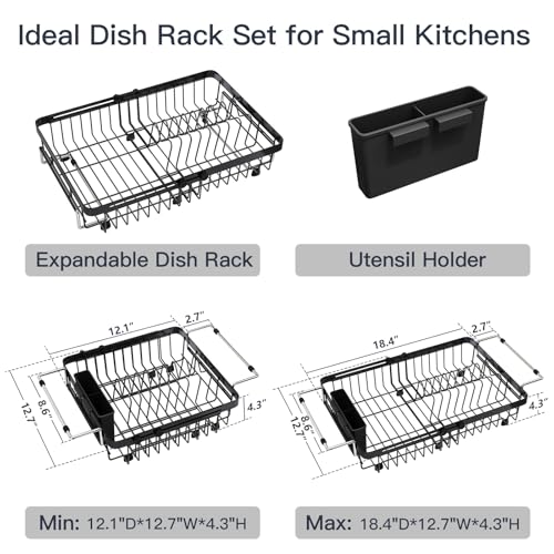 MAJALiS Dish Drying Rack Over The Sink with Utensil Holder