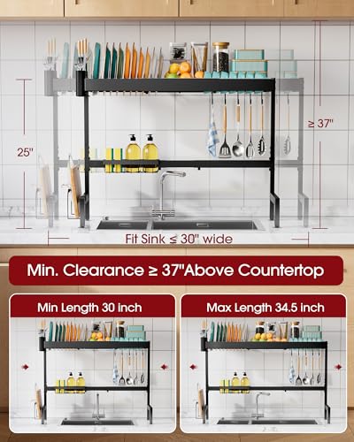 Sakugi 2-Tier Dish Drying Rack Over The Sink, Expandable for Counter