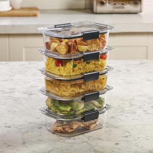 Rubbermaid Brilliance Tritan Plastic Food Storage Containers BPA Free Airtight Lids Ideal for Lunch Meal Prep & Leftovers Set of 5 (3.2 Cup)
