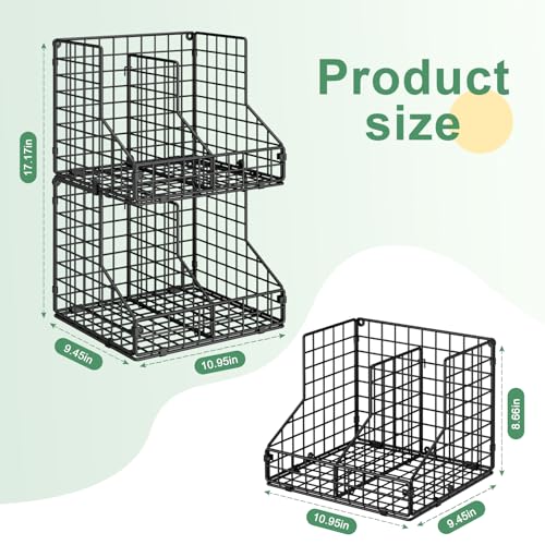 Stackable Can Organizer for Pantry with 2 Adjustable Dividers, Soda Can Organizer, Can Storage Dispenser Holds up to 28 Cans, 2 tier Metal Wire Baskets Can Holder for Kitchen Cabinet Pantry, Black