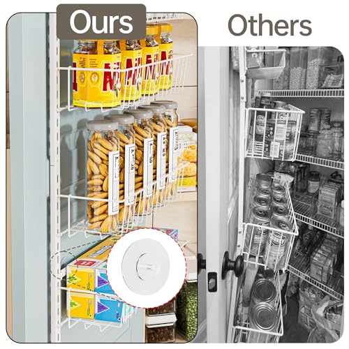 Delamu Adjustable Cabinet Door Organizer, 6-Tier Hanging Spice Rack Organizer, Metal Over the Door Pantry Organizer, Pantry Organizers and Storage Shelves for Kitchen Bathroom Laundry Room, White M