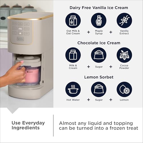 BLACK+DECKER Ice Cream Maker for Families & Kids – Make Protein, Keto & Dairy-Free Ice Cream, Gelato & Milkshakes at Home – Easy Creamy Pint Machine with Mix-Ins
