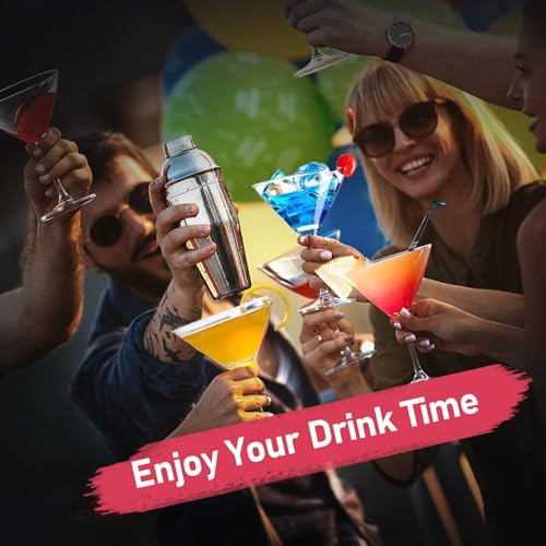 Mawisek Cocktail Shaker 24oz Martini Drink Shaker with Built-In Strainer