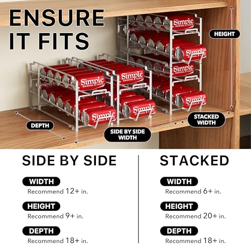 Simple Houseware Stackable Beverage Soda Can Dispenser Organizer Rack, White - 2 Pack