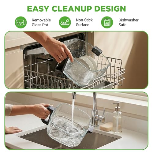 NutriChef Family Size 7.5 Quart Air Fryer | 6 Preset Cooking Modes | Glass Fry Bowl for Best Cooking | 360° Air Circulation | Cook Veggies, Steak, Fries, Seafood, Chicken & More | White