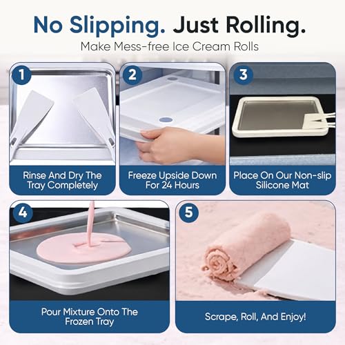 Extra Large Rolled Ice Cream Maker (14"x10") - Make Instant IceCream w/the Family - Manual Roll Your Own IceCream - Roll Ice Cream Tray
