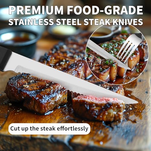 53PCS Silverware Set for 8 with Flatware Drawer Organizer, Stainless Steel Cutlery Set with Steak Knives, Include Spoons and Forks Set & Serving Utensils, Mirror Polished, Dishwasher Safe
