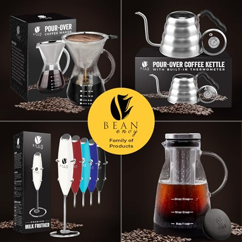 Bean Envy Milk Frother, Coffee Stirrers, Frother Wand, Milk Frother Handheld, Frother with stand, Hand Blender for Coffee, Lattes, Cappuccino, Matcha and Hot Chocolate – Kitchen Gifts - Black
