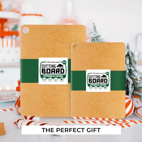 Freshware Wood Cutting Boards for Kitchen, Dishwasher Safe, Medium 12" x 9" and Large, 15" x 11.25", Set of 2, Natural