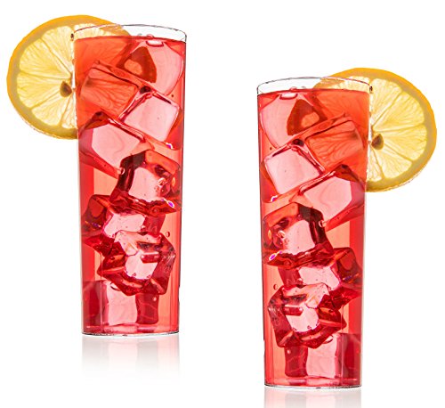 Zappy 12 Hard Plastic Highball Drinking Glasses, 10 oz Tall Collins Scotch Whiskey Glass, Party Wedding Cups, Smoothie Tumbler