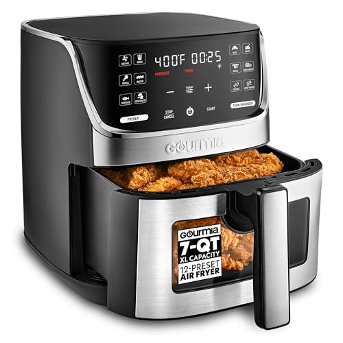 Gourmia Air Fryer, 7 Qt Large Capacity with LED Display, 12 One-Touch Presets, FryForce 360°