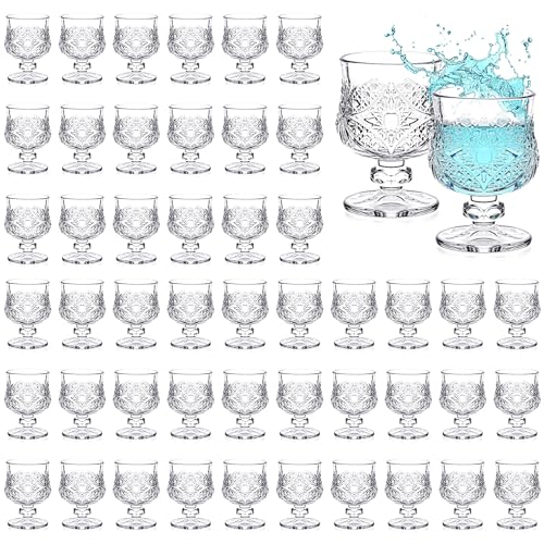Suclain 36 Pcs Shot Glass Bulk Set 1.5 oz Mini Cute Cordial Glasses with Stem Sherry Glasses Clear Shot Glassware for Wine Liqueur Tequila Whiskey Beverage Wedding Party Bar Supplies