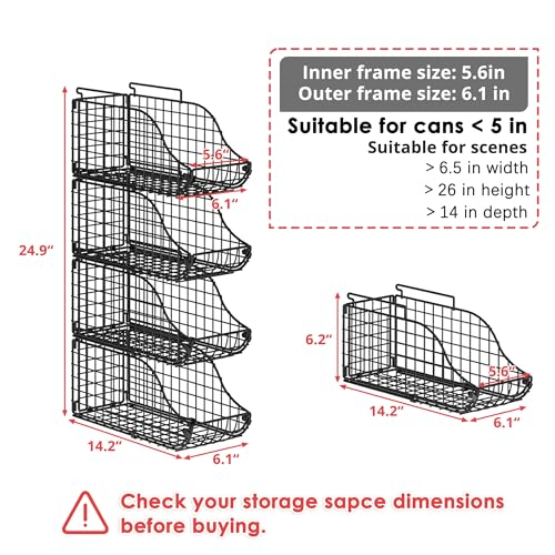 8-Pack Can Organizer for Pantry, Stackable Cabinet Food Shelves for Fridge, Wire Cupboard Storage, Holds up to 72 Beers,Small Metal Bin for Drink Beverage Egg Gillas, Rack for Kitchen Countertops RV
