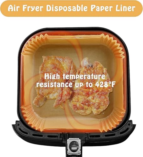 Air Fryer Liners Disposable Compatible with COSORI Air Fryer 6 Qt, 125 Pcs Unbleached Parchment Paper for 5-8 Qt 8 Inch Square Parchment Paper for Baking Non-Stick