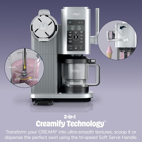 Ninja CREAMi Scoop & Swirl Ice Cream Maker, Soft Serve Desserts, Sorbet, Milkshakes, Frozen Yogurt and More, 13-in-1 Programs, Includes Handle and Two 16 oz 2-in-1 Pints, NC701
