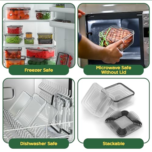 RockBerry 56 PCS Food Storage Containers with Lids Airtight- Plastic Container for Pantry Kitchen Organization-Microwave Dishwasher,Freezer Safe 100% Leak Proof (28 Stackable Boxes-28 Lids)