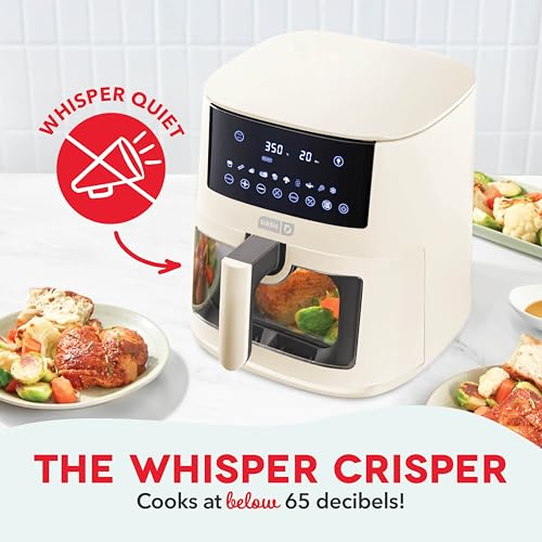 Dash Clear View Digital Air Fryer - Has AirCrisp® Technology - For Family-Sized Meals - Digital Touchscreen & Extra-Large Crisper Drawer - 7 Quarts - Cream