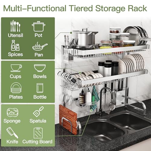BOOSINY Over The Sink Dish Drying Rack, Extra Large Capacity Dish Drainer