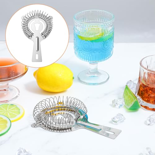 Afcabakila 16 Pcs Bar Bartender Strainer, 2 Prong Cocktail Strainer Bulk, Stainless Steel Drink Cocktail Strainers, Silver Shaker Ice Bar Shelf or Bartenders Mixologists Drinking Water Filtering