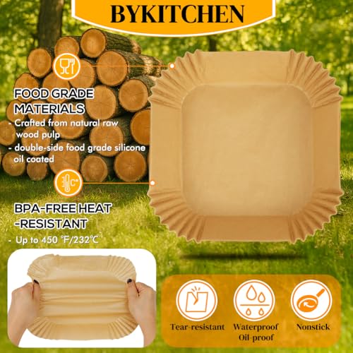 BYKITCHEN Air Fryer Sheets Liners for Ninja AG301 Grill, AF141 Pro 4-in-1 & More, 9in Disposable Square Air Fryer Parchment Paper Filters for 5 to 8 Qt, Ninja Foodi Grill Accessories(Set of 100)